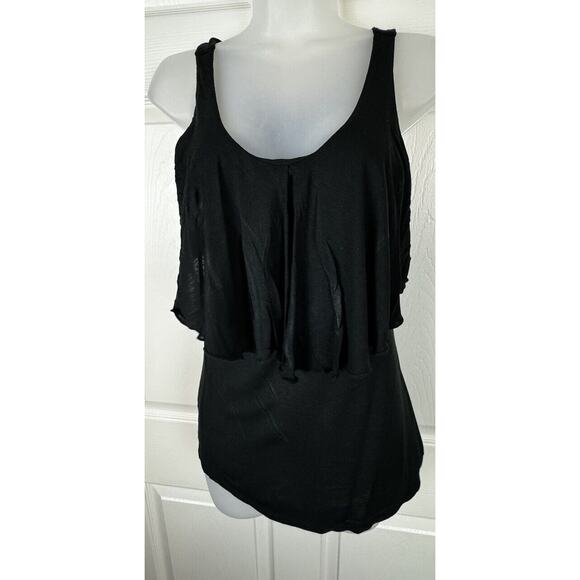 Ann Taylor LOFT Black Ruffle Tank Top coquettish XS , 49-48 - Picture 2 of 15